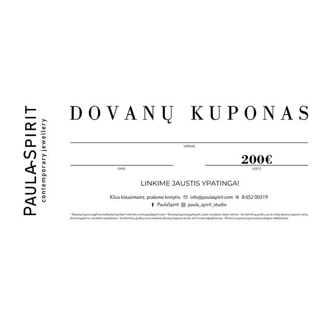 Dovanų kuponas 200 EUR 